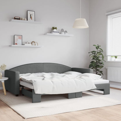 Divano Letto con Letto Estraibile Grigio Scuro 90x200cm Tessuto - homemem39