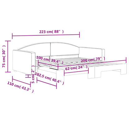 Divano Letto con Letto Estraibile Tortora 100x200 cm in Tessuto