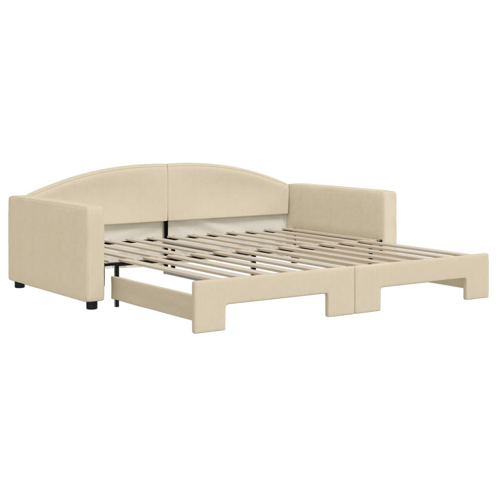 Divano Letto con Letto Estraibile Crema 100x200 cm in Tessuto - homemem39