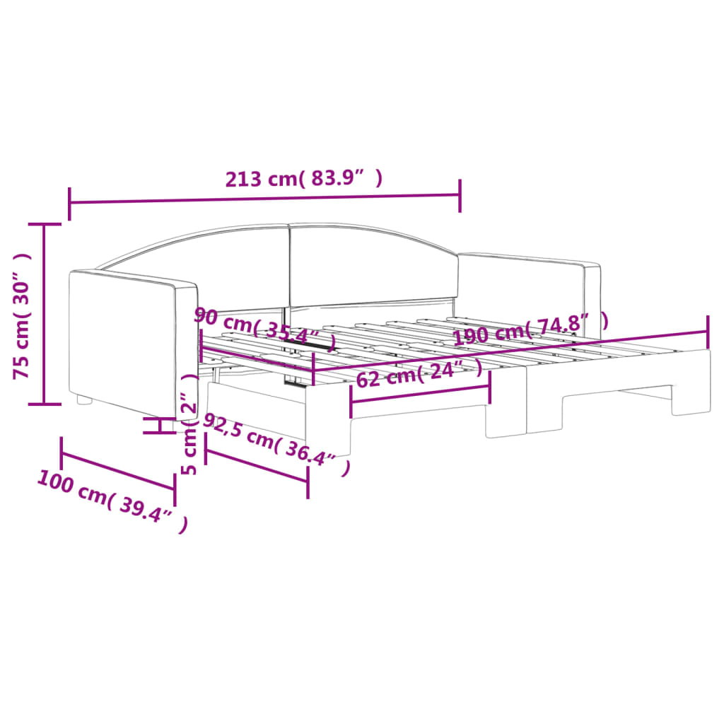 Divano Letto con Letto Estraibile Grigio Scuro 90x190cm Tessuto | homemem39