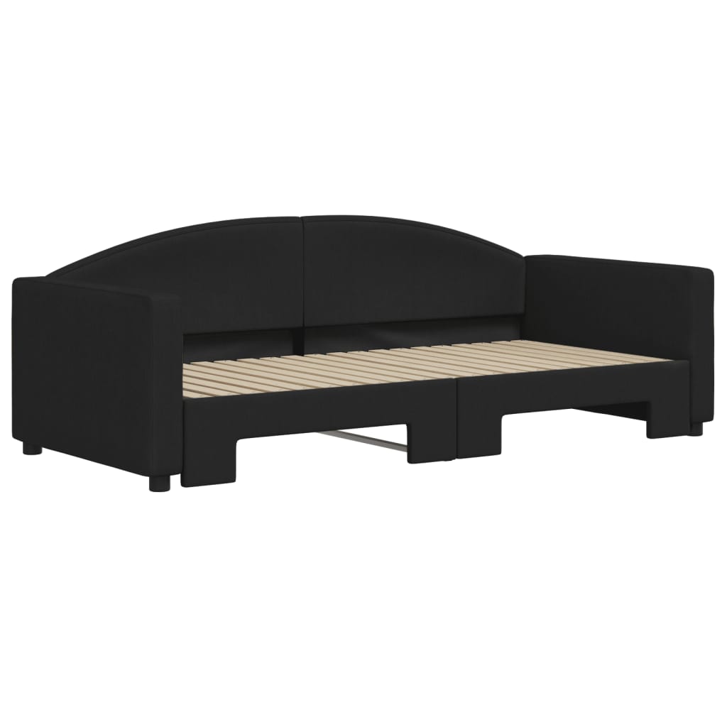 Divano Letto con Letto Estraibile Nero 90x190 cm in Tessuto
