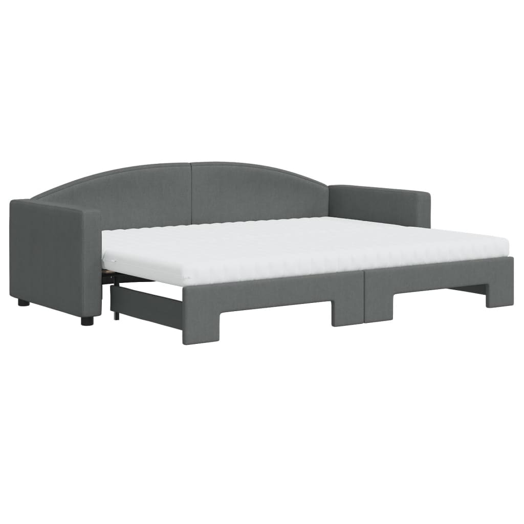 Divano Letto Estraibile Materassi Grigio Scuro 80x200cm Tessuto - homemem39