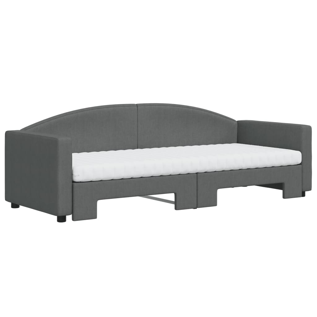 Divano Letto Estraibile Materassi Grigio Scuro 80x200cm Tessuto - homemem39