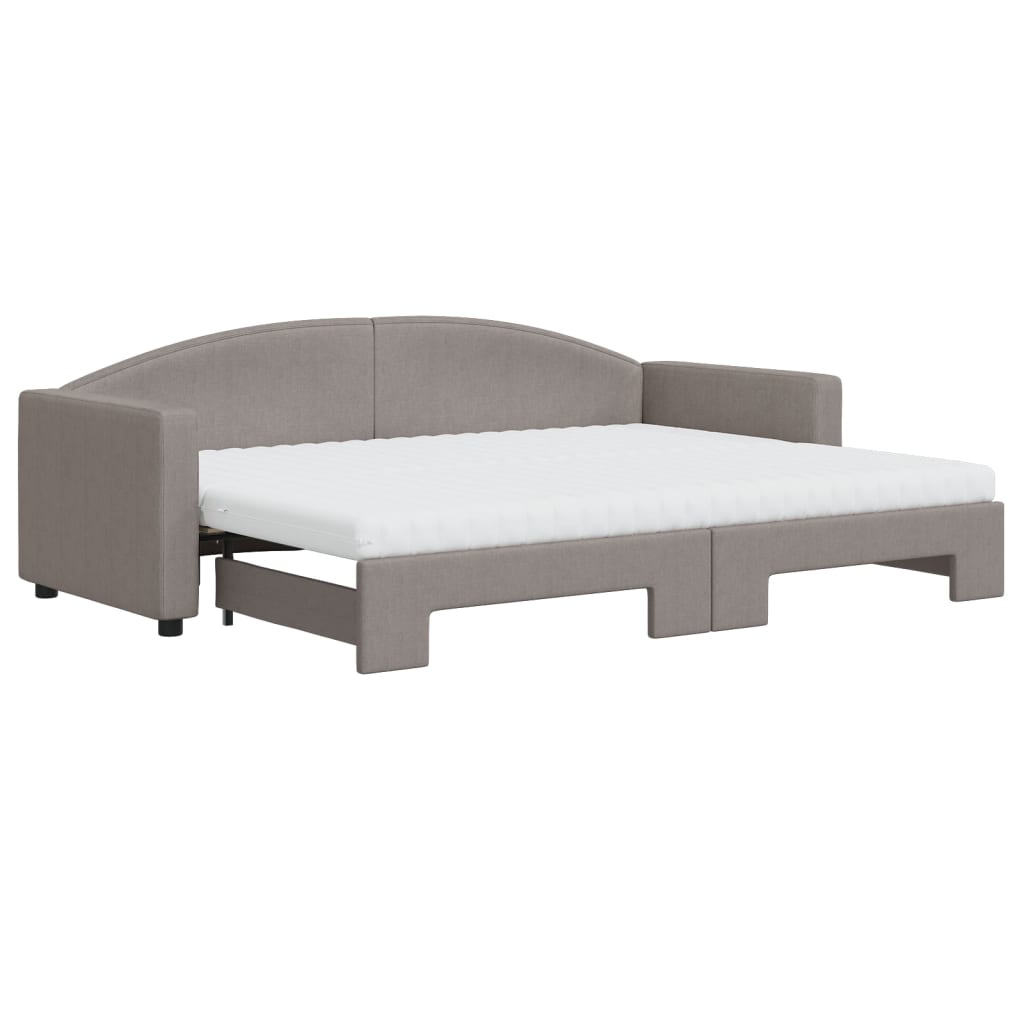 Divano Letto Estraibile con Materassi Tortora 80x200 cm Tessuto - homemem39
