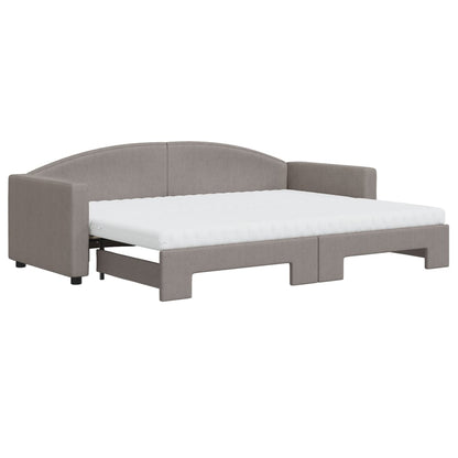 Divano Letto Estraibile con Materassi Tortora 80x200 cm Tessuto - homemem39