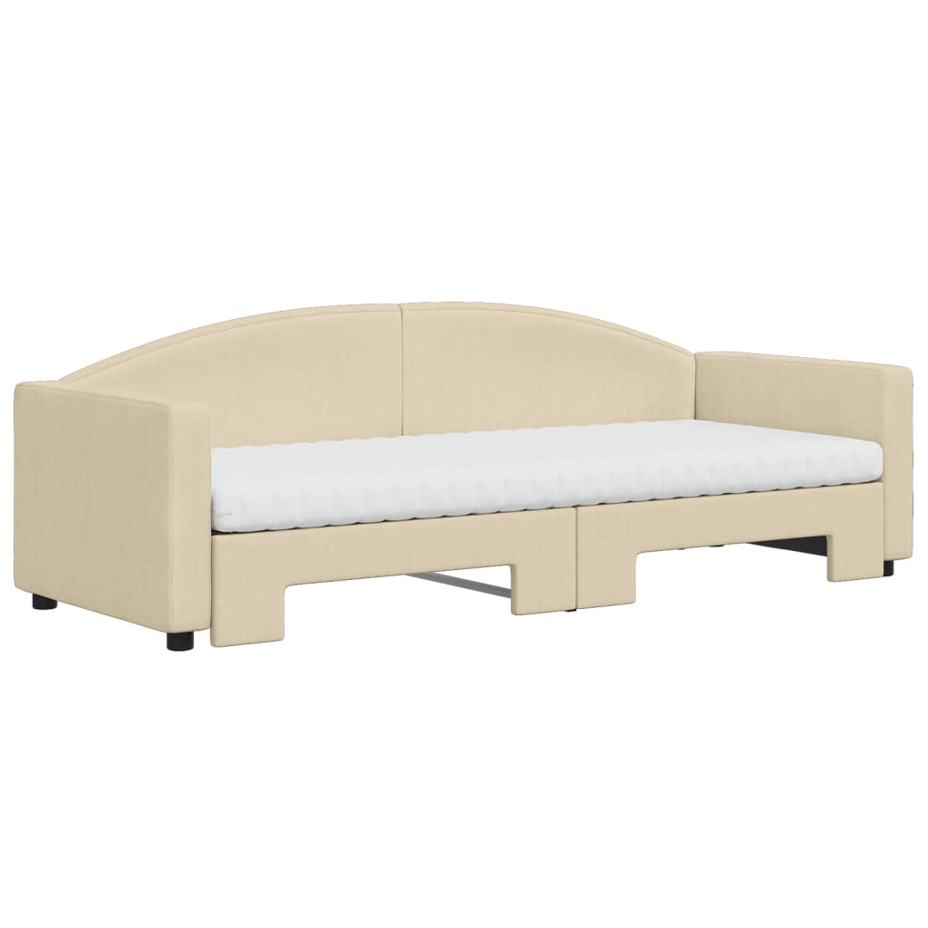 Divano Letto Estraibile con Materassi Crema 80x200 cm Tessuto - homemem39