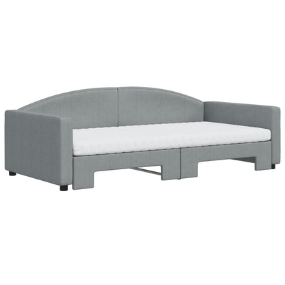 Divano Letto Estraibile Materassi Grigio Chiaro 100x200 Tessuto - homemem39
