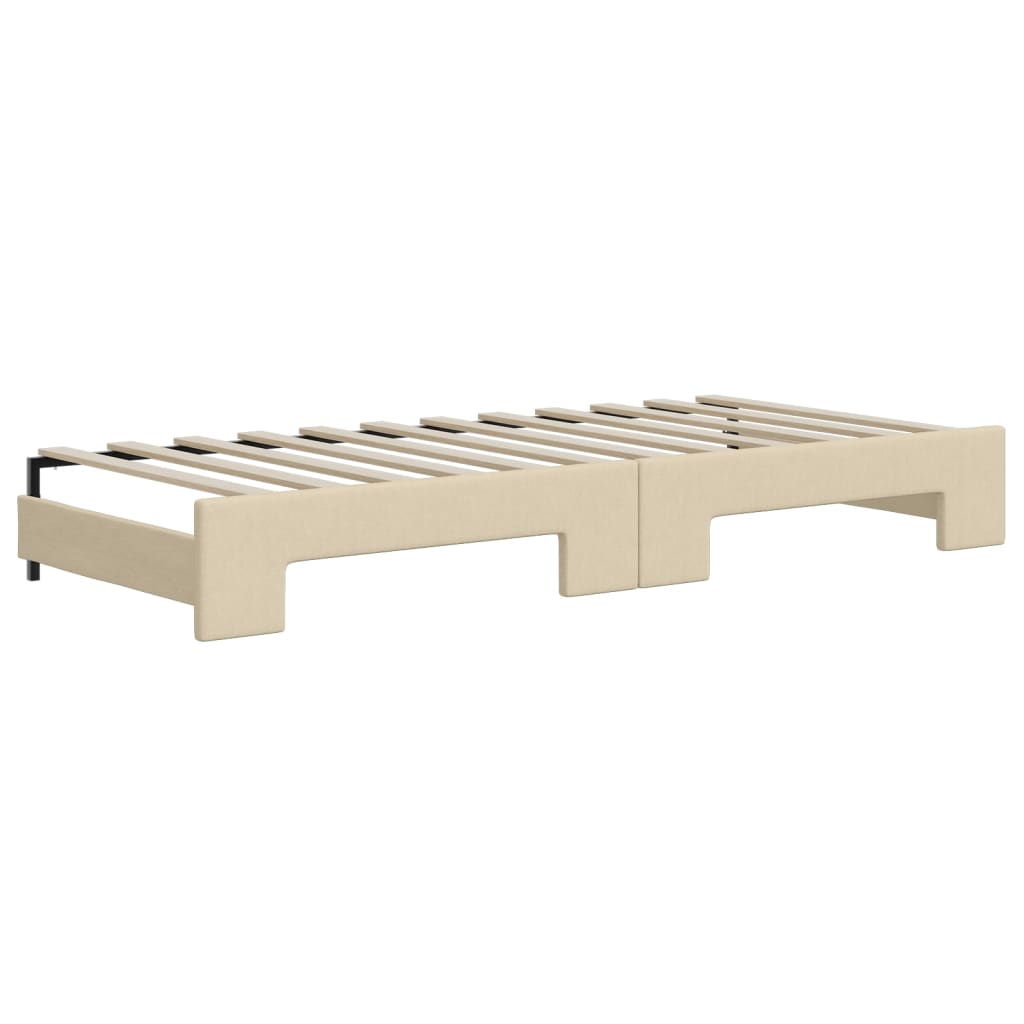 Divano Letto Estraibile con Materassi Crema 100x200 cm Tessuto - homemem39