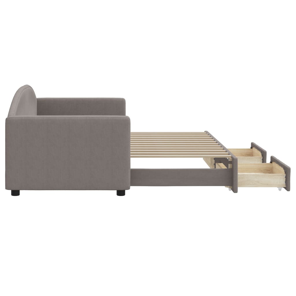 Divano Letto Estraibile con Cassetti Tortora 80x200 cm Tessuto