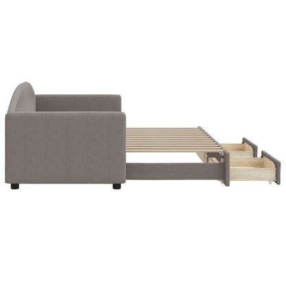 Divano Letto Estraibile con Cassetti Tortora 80x200 cm Tessuto