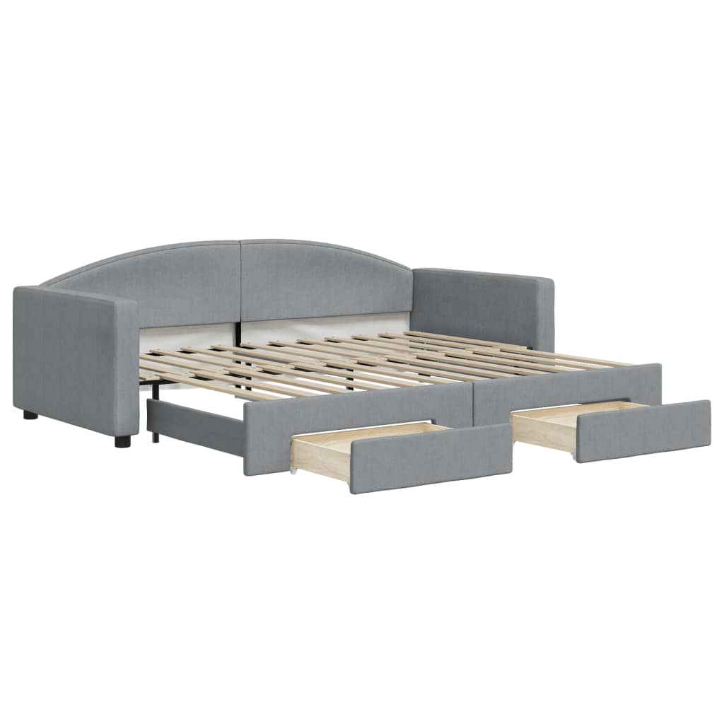 Divano Letto Estraibile Cassetti Grigio Chiaro 90x200cm Tessuto - homemem39