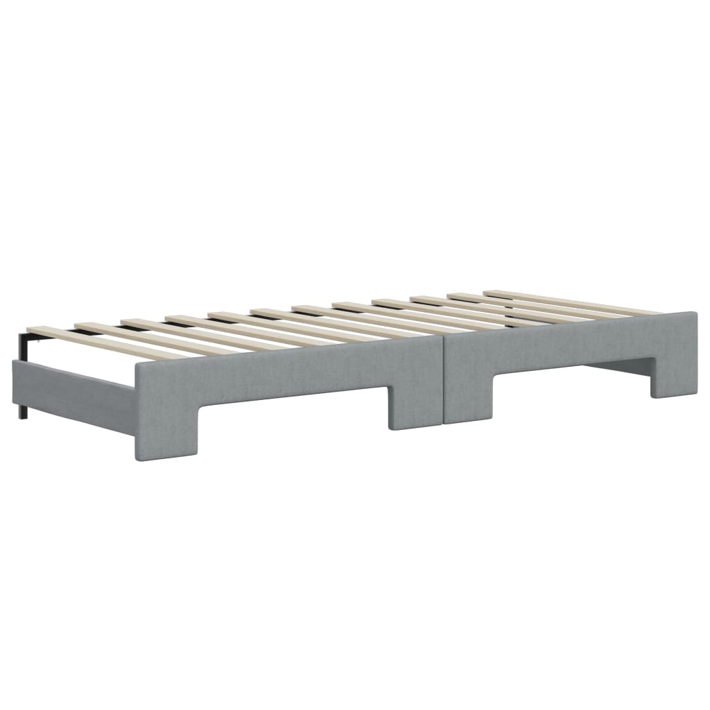 Divano Letto Estraibile Cassetti Grigio Chiaro 90x200cm Tessuto - homemem39