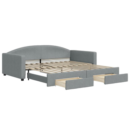 Divano Letto Estraibile Cassetti Grigio Chiaro 100x200 Tessuto - homemem39