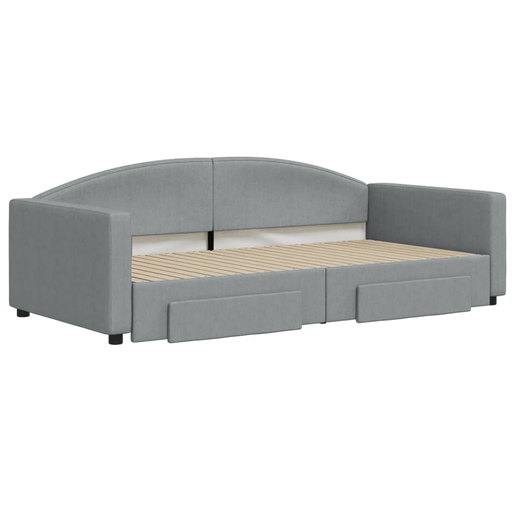 Divano Letto Estraibile Cassetti Grigio Chiaro 100x200 Tessuto - homemem39