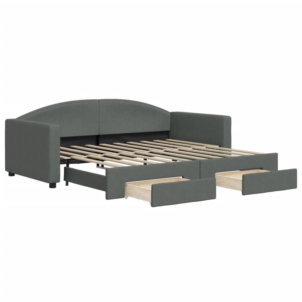 Divano Letto Estraibile Cassetti Grigio Scuro 90x190cm Tessuto | homemem39