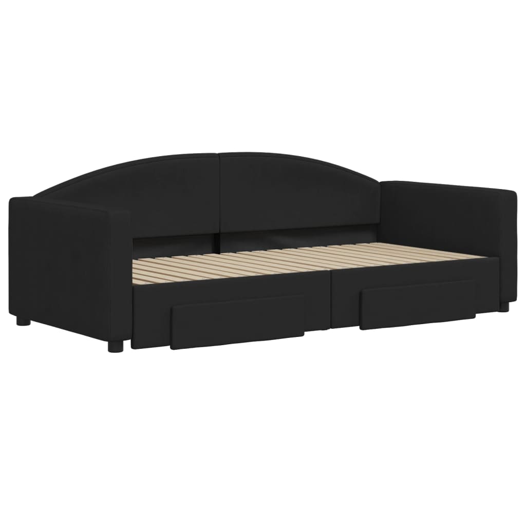Divano Letto Estraibile con Cassetti Nero 90x190 cm in Tessuto - homemem39