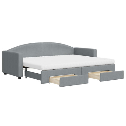 Divano Letto Estraibile Cassetti Grigio Chiaro 80x200cm Tessuto - homemem39