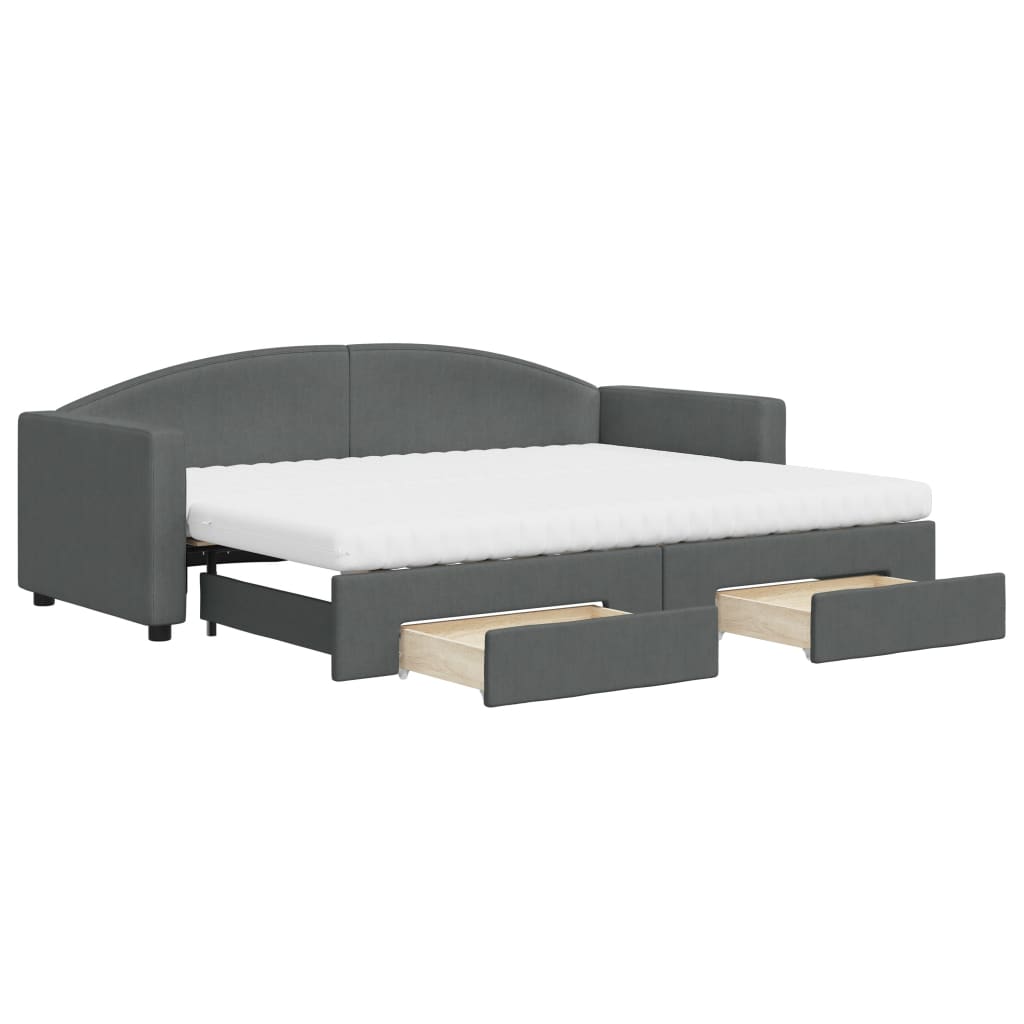 Divano Letto Estraibile Cassetti Grigio Scuro 80x200cm Tessuto - homemem39