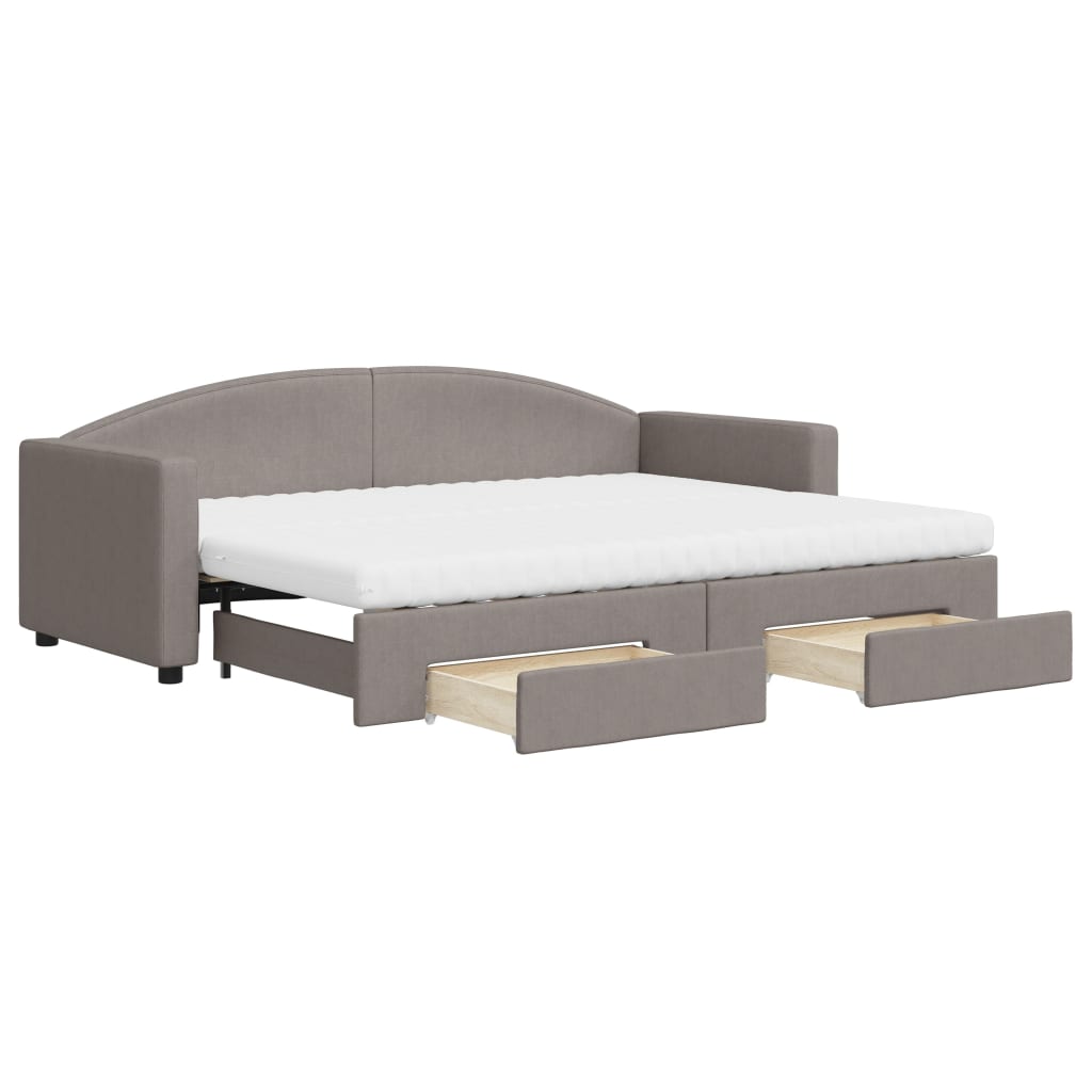 Divano Letto Estraibile con Cassetti Tortora 80x200 cm Tessuto - homemem39