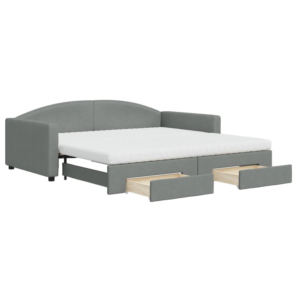 Divano Letto Estraibile Cassetti Grigio Scuro 100x200cm Tessuto - homemem39