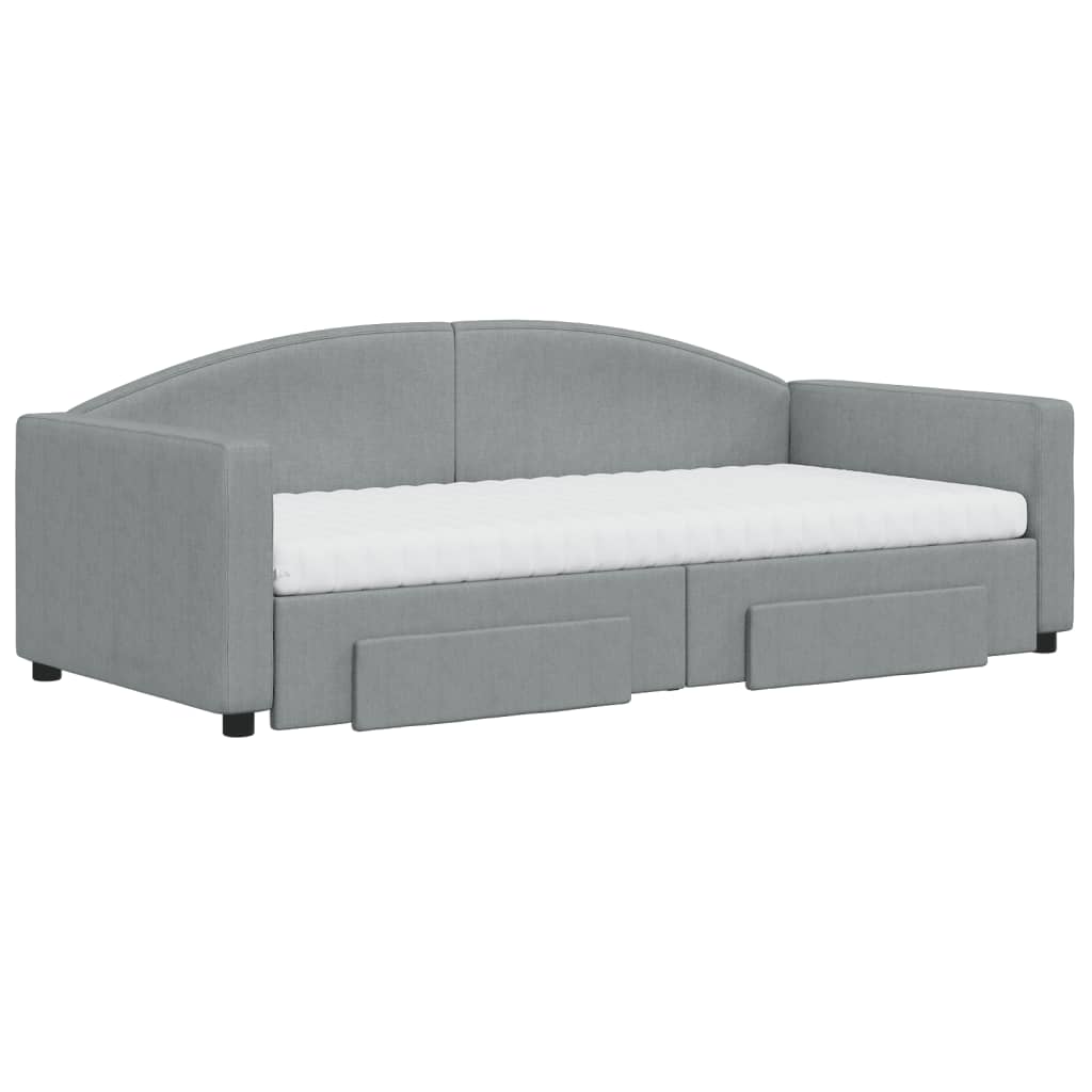 Divano Letto Estraibile Cassetti Grigio Chiaro 90x190cm Tessuto