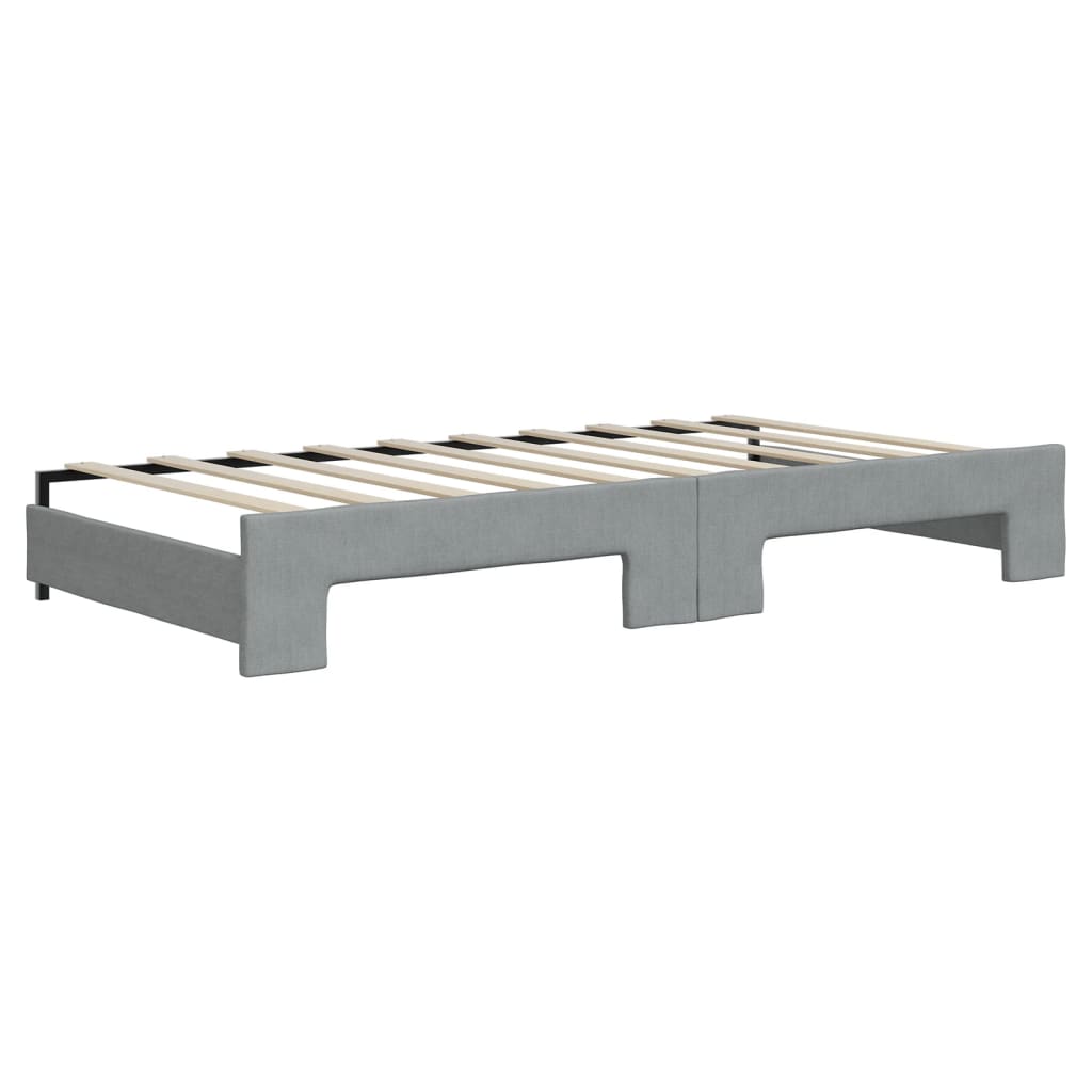 Divano Letto Estraibile Cassetti Grigio Chiaro 90x190cm Tessuto