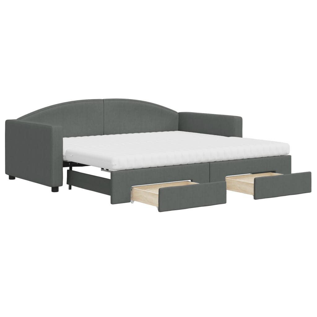 Divano Letto Estraibile Cassetti Grigio Scuro 90x190cm Tessuto | homemem39