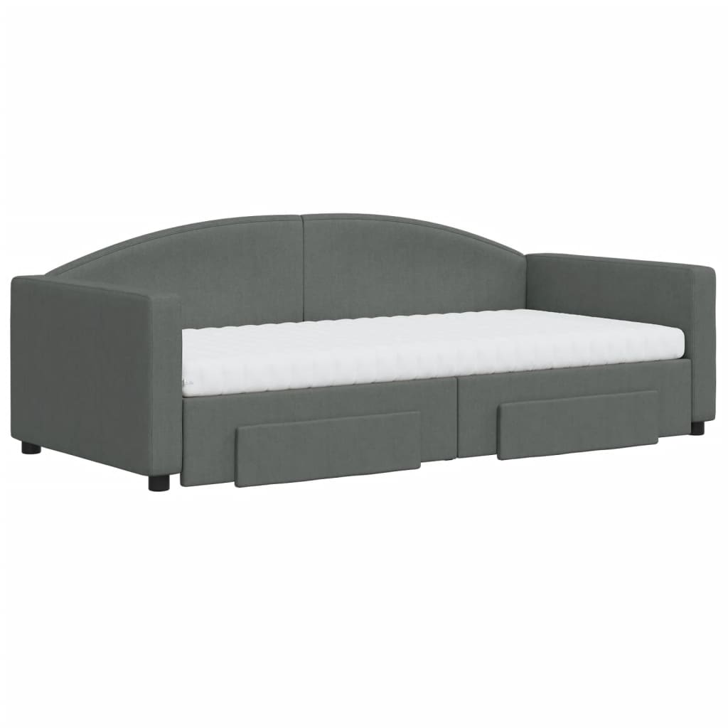 Divano Letto Estraibile Cassetti Grigio Scuro 90x190cm Tessuto | homemem39