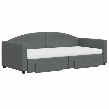 Divano Letto Estraibile Cassetti Grigio Scuro 90x190cm Tessuto | homemem39