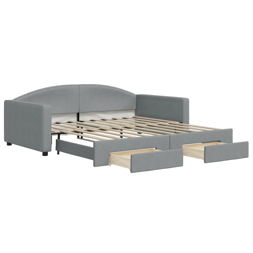 Divano Letto Estraibile Cassetti Grigio Chiaro 100x190 Tessuto | homemem39