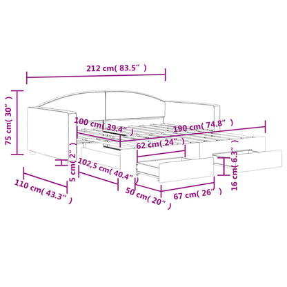 Divano Letto Estraibile Cassetti Grigio Chiaro 100x190 Tessuto | homemem39