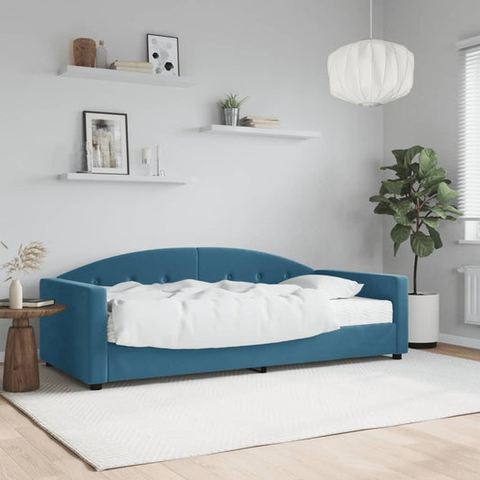 Divano Letto con Materasso Blu 90x200 cm in Velluto - homemem39