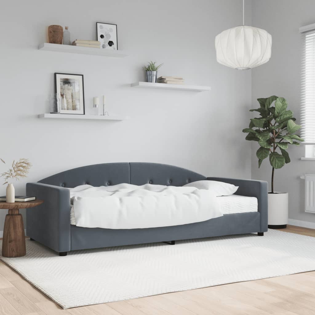 Divano Letto con Materasso Grigio Scuro 90x200 cm in Velluto - homemem39