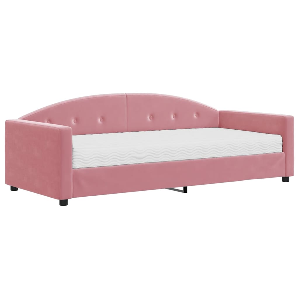 Divano Letto con Materasso Rosa 90x200 cm in Velluto - homemem39