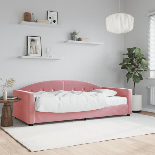 Divano Letto con Materasso Rosa 90x200 cm in Velluto - homemem39