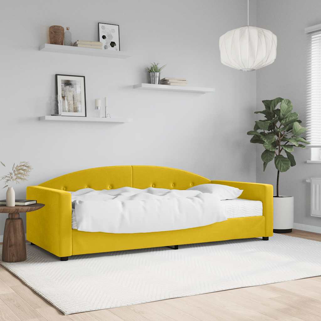 Divano Letto con Materasso Giallo 90x200 cm in Velluto | homemem39