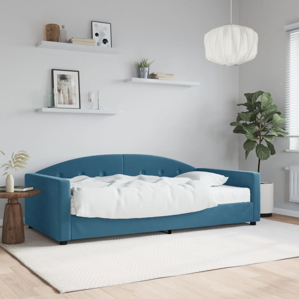 Divano Letto con Materasso Blu 100x200 cm in Velluto - homemem39