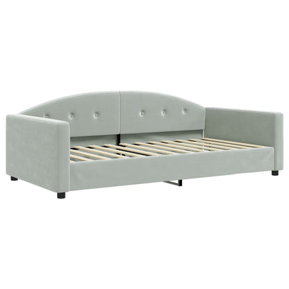 Divano Letto con Materasso Grigio Chiaro 100x200 cm in Velluto | homemem39