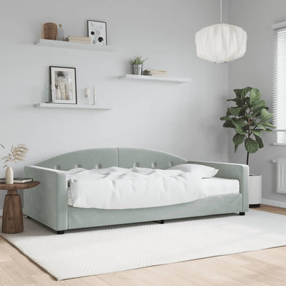 Divano Letto con Materasso Grigio Chiaro 100x200 cm in Velluto | homemem39
