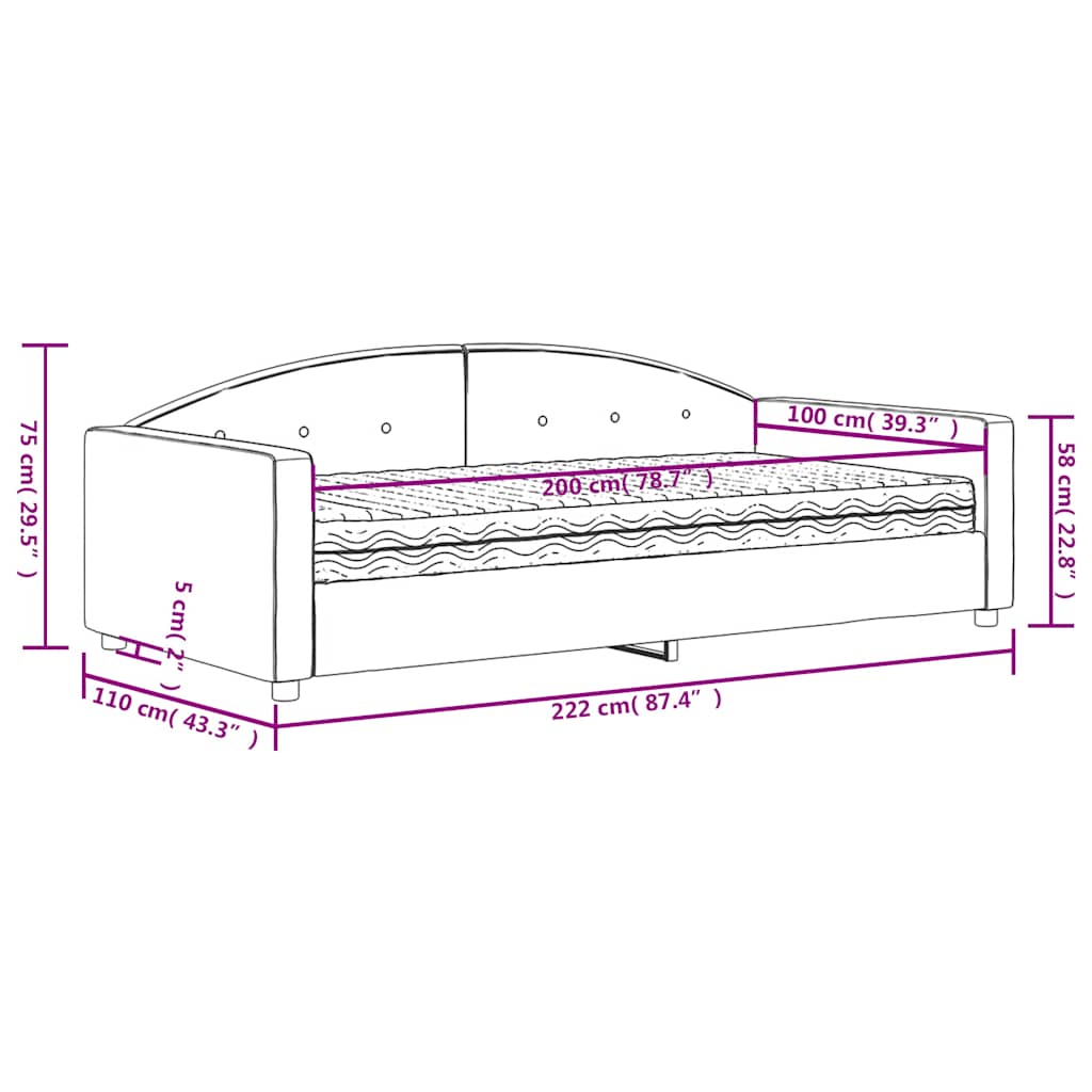 Divano Letto con Materasso Verde Scuro 100x200 cm in Velluto | homemem39