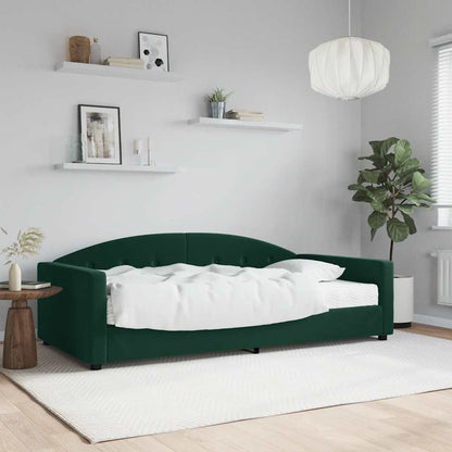 Divano Letto con Materasso Verde Scuro 100x200 cm in Velluto | homemem39