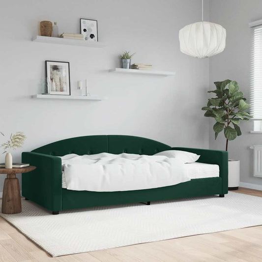 Divano Letto con Materasso Verde Scuro 100x200 cm in Velluto | homemem39