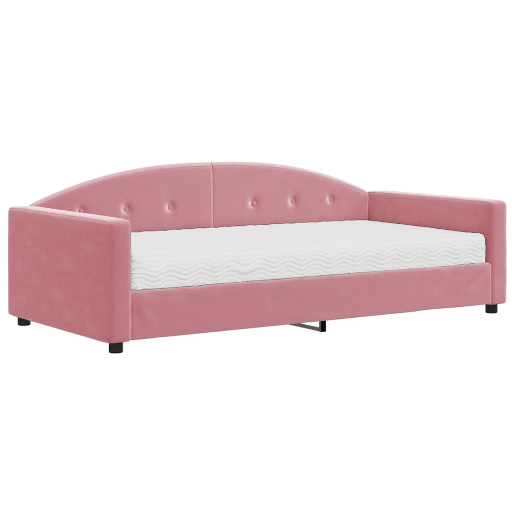 Divano Letto con Materasso Rosa 100x200 cm in Velluto - homemem39