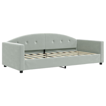 Divano Letto con Materasso Grigio Chiaro 90x190 cm in Velluto