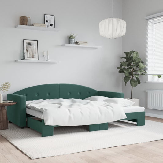 Divano Letto con Letto Estraibile Verde Scuro 80x200cm Velluto - homemem39