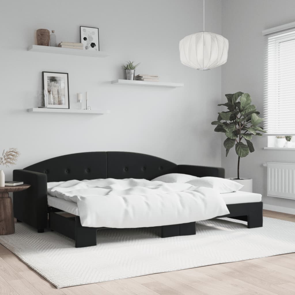 Divano Letto con Letto Estraibile Nero 80x200 cm in Velluto - homemem39
