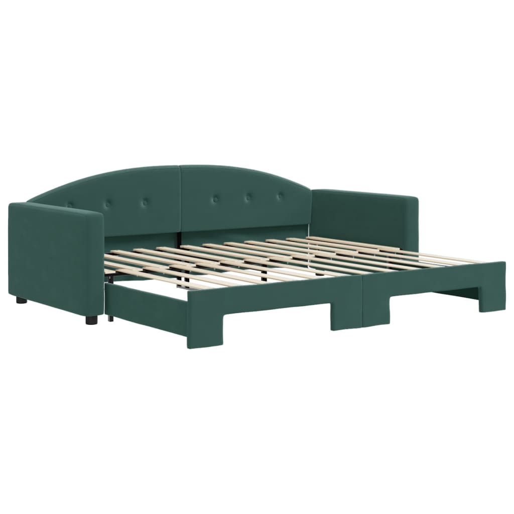 Divano Letto con Letto Estraibile Verde Scuro 90x200cm Velluto - homemem39
