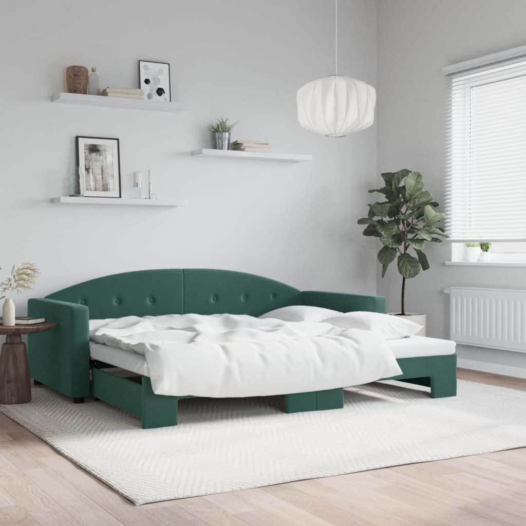 Divano Letto con Letto Estraibile Verde Scuro 90x200cm Velluto - homemem39