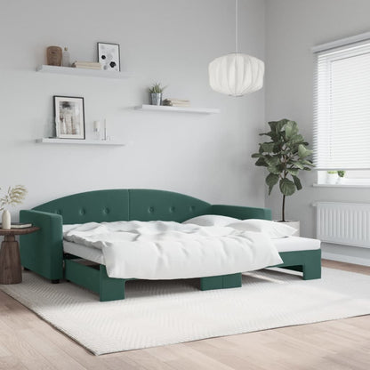 Divano Letto con Letto Estraibile Verde Scuro 90x200cm Velluto - homemem39