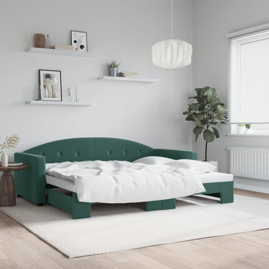 Divano Letto con Letto Estraibile Verde Scuro 90x200cm Velluto - homemem39
